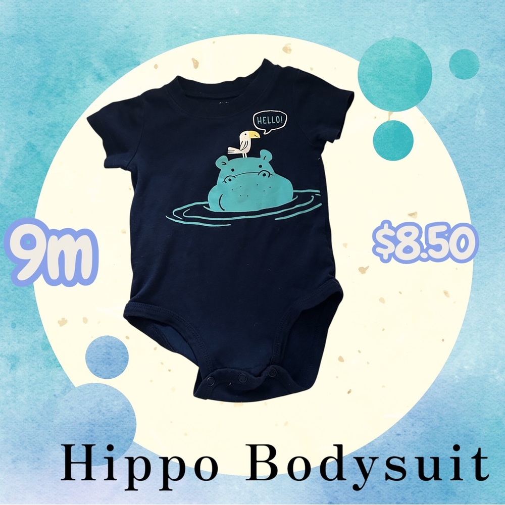 Charming Navy Hippo Bodysuit